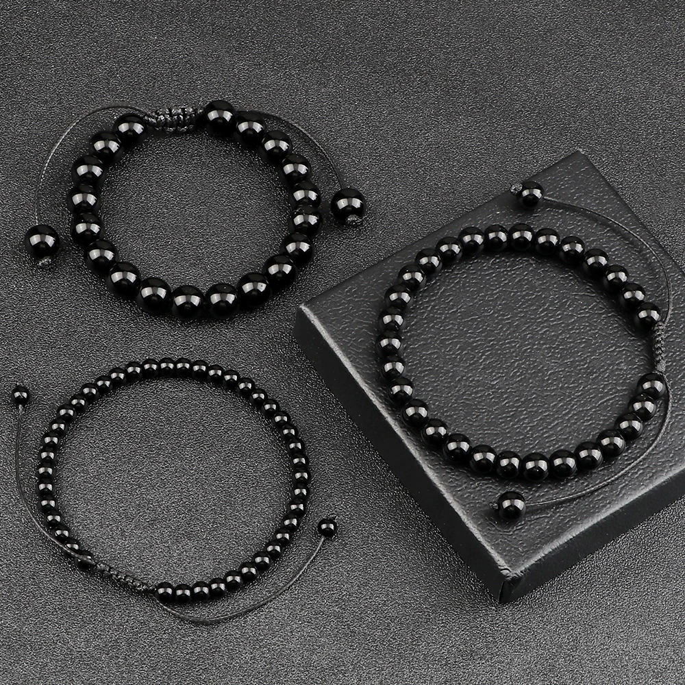 Handmade Black Onyx Beaded Bracelet, Adjustable