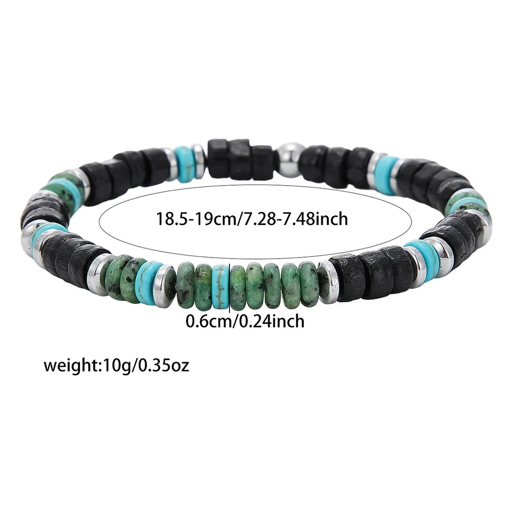 Bohemian Black Agate and Green Stone Beaded Bracelet