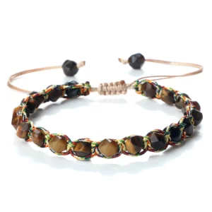 Natural Tiger Eye Stone Charm Bracelet, Handwoven Agate Energy - Image 8