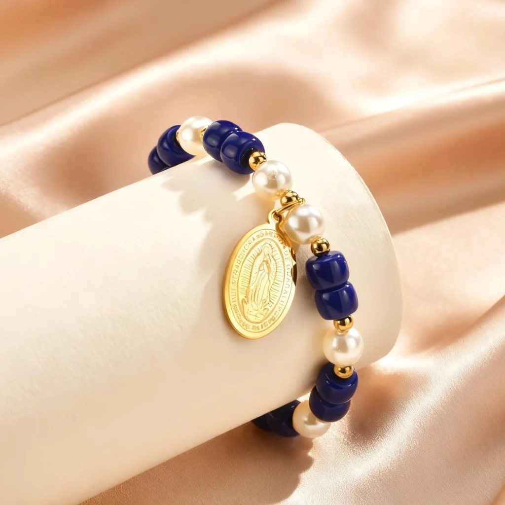 Chic Virgin Mary Pearl Beads Elastic Bracelet