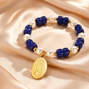 Chic Virgin Mary Pearl Beads Elastic Bracelet - Image 1