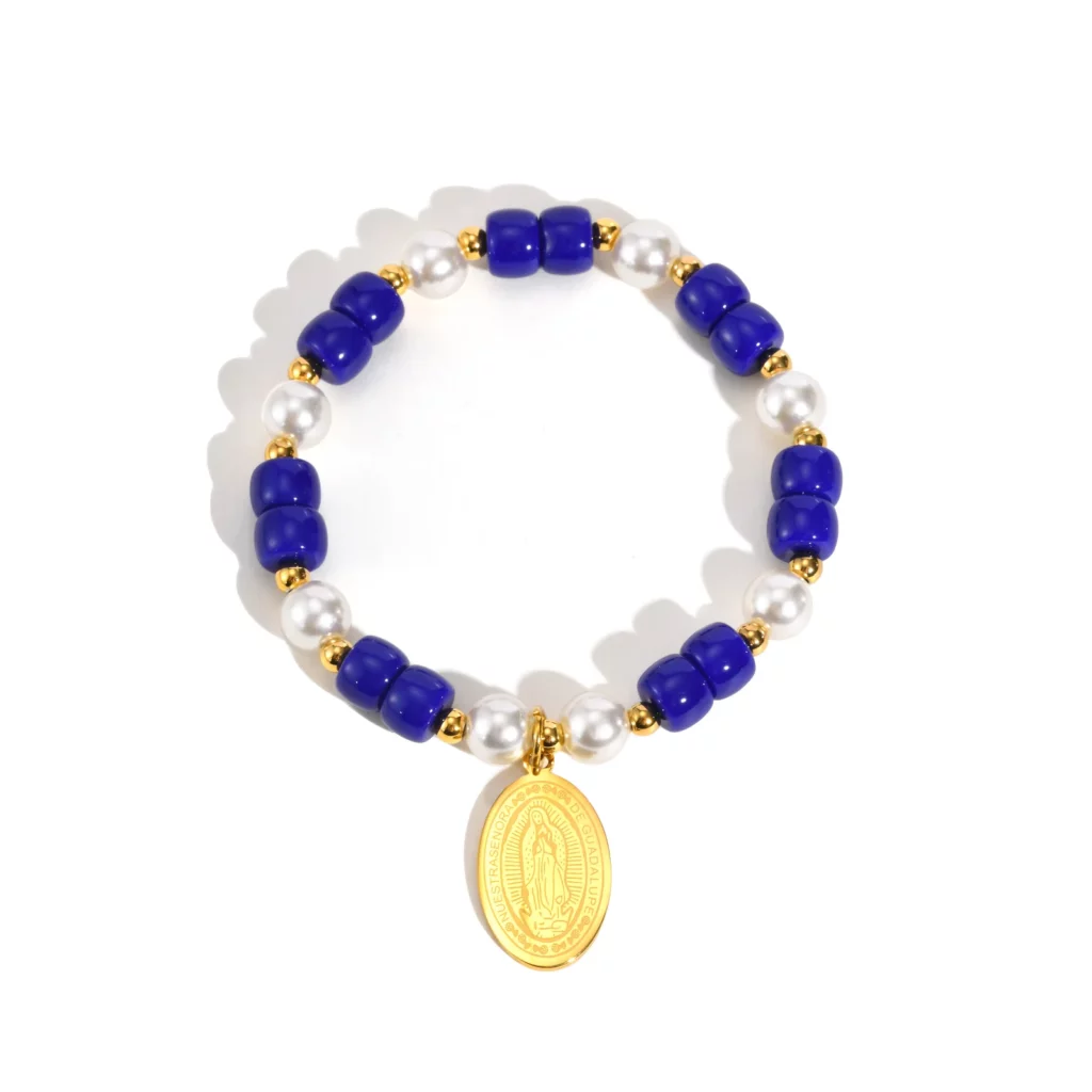 Chic Virgin Mary Pearl Beads Elastic Bracelet