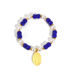 Chic Virgin Mary Pearl Beads Elastic Bracelet - Image 6