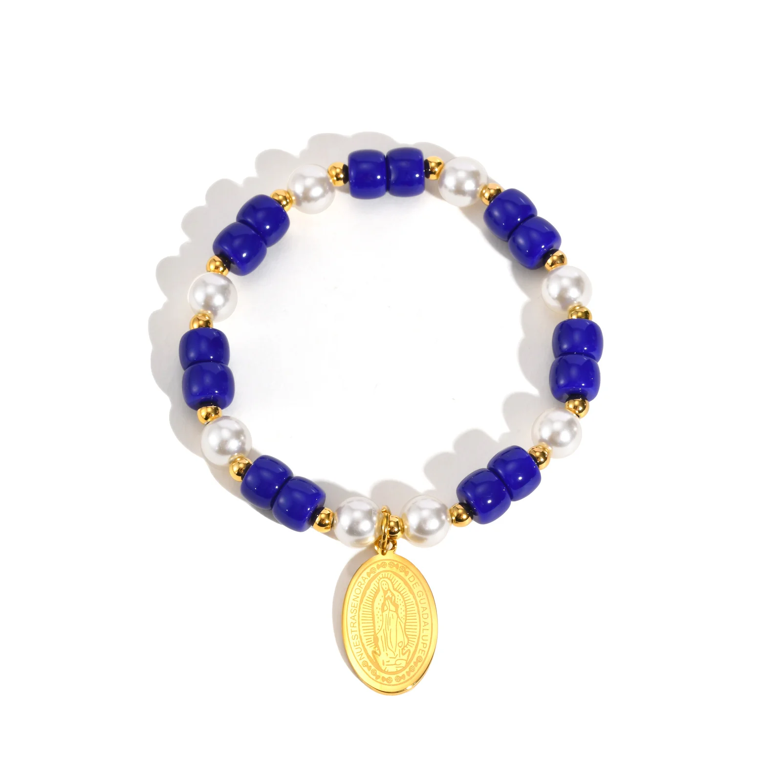 Chic Virgin Mary Pearl Beads Elastic Bracelet - Image 6