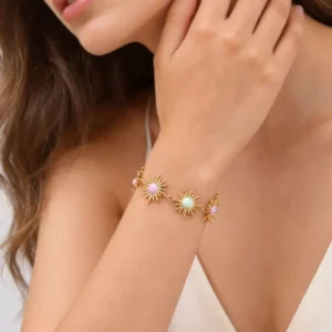 Waterproof Gold Plated Sun Charm Bracelet - Image 3