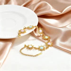 Waterproof Gold Plated Sun Charm Bracelet - Image 4