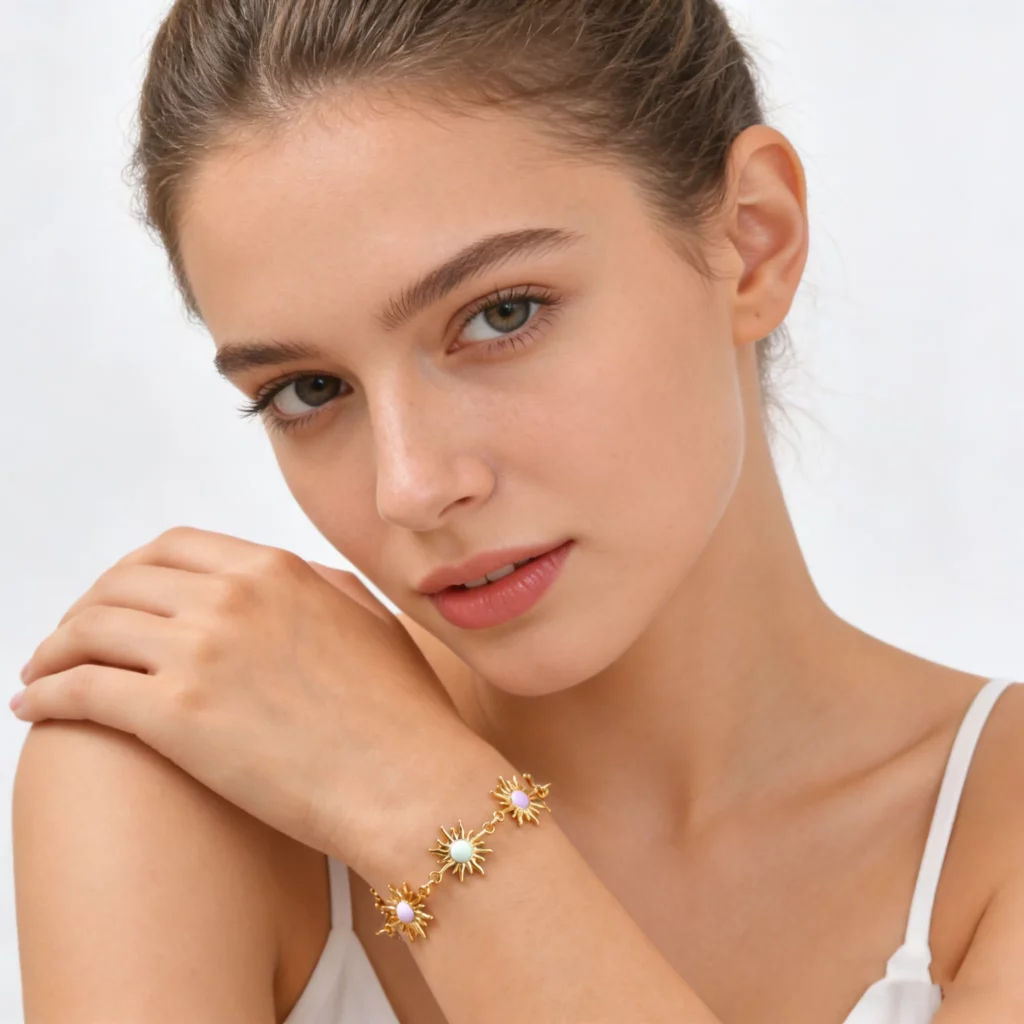 Waterproof Gold Plated Sun Charm Bracelet