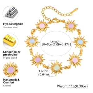 Waterproof Gold Plated Sun Charm Bracelet - Image 6