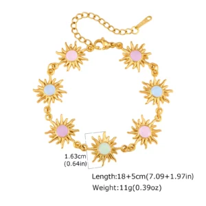 Waterproof Gold Plated Sun Charm Bracelet - Image 7