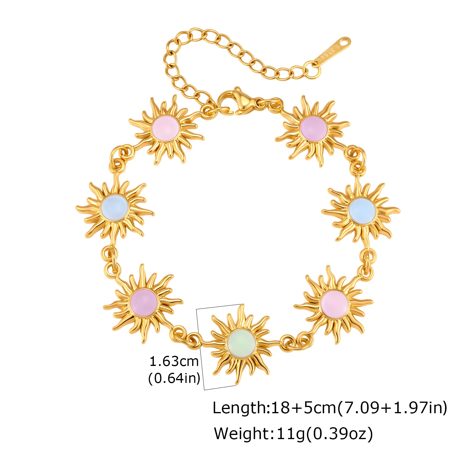 Waterproof Gold Plated Sun Charm Bracelet - Image 7