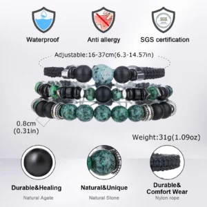 Layered African Pine Bead Bracelet for Men - Image 4