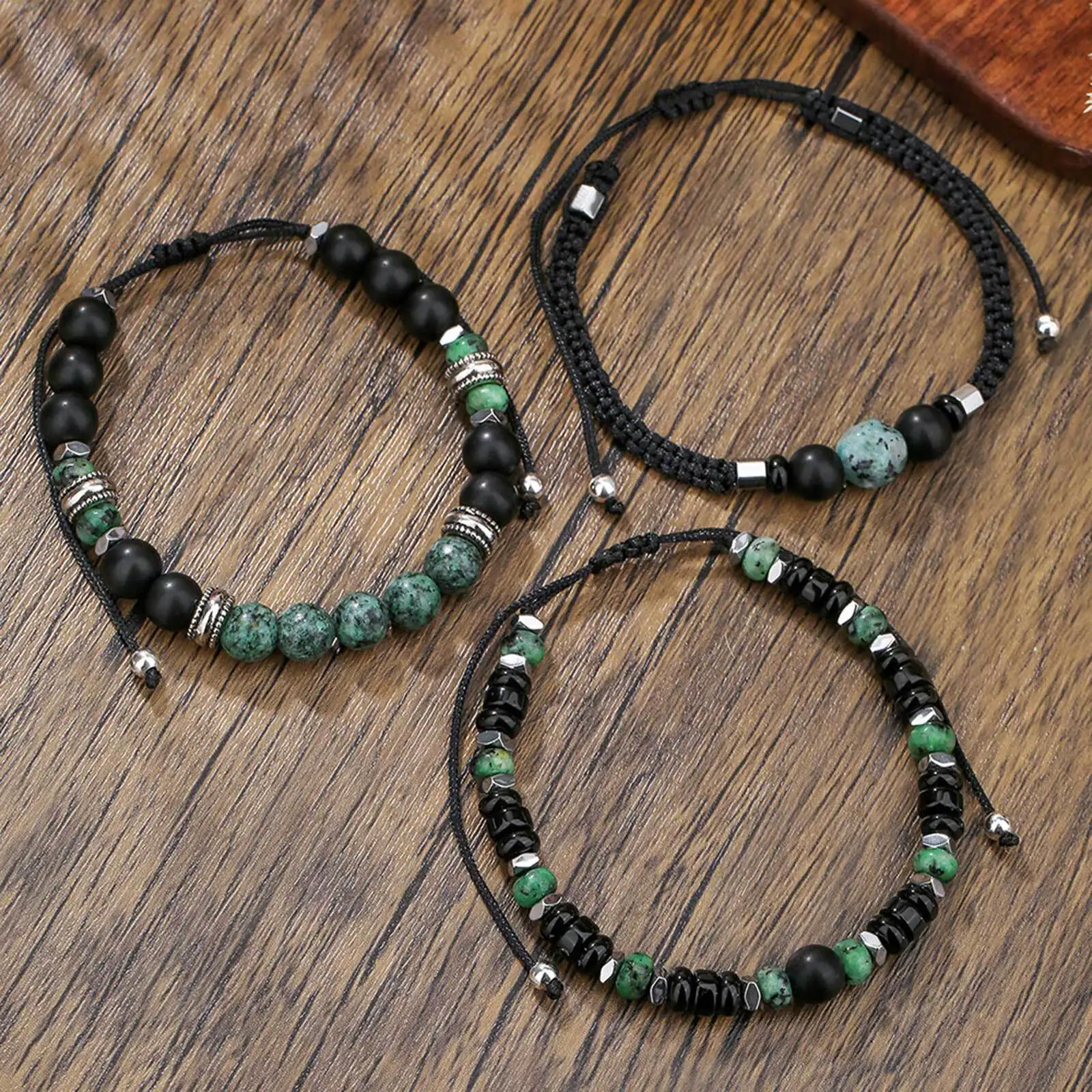 Layered African Pine Bead Bracelet for Men - Image 5