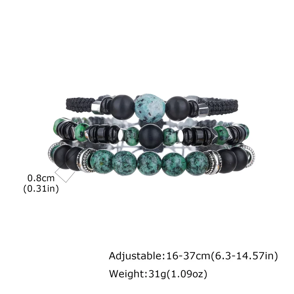 Layered African Pine Bead Bracelet for Men