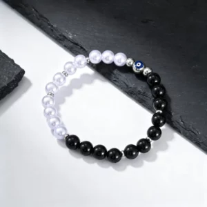 Evil Eye Black Onyx Beaded Bracelet for Men and Women - Image 3