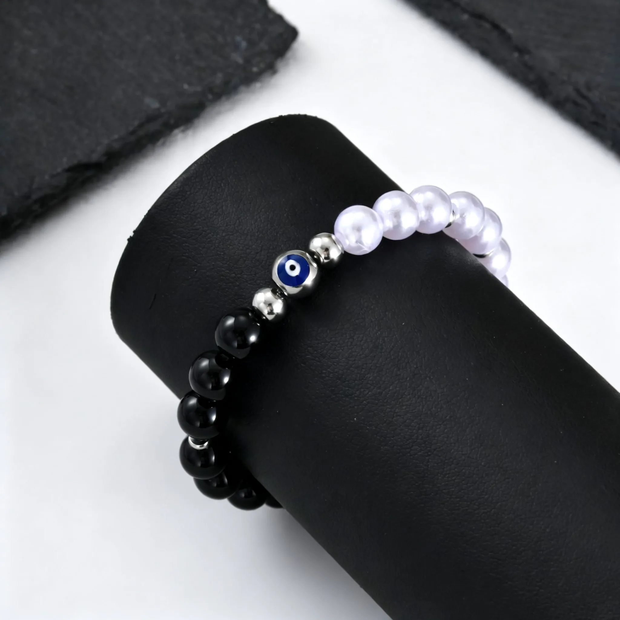 Evil Eye Black Onyx Beaded Bracelet for Men and Women - Image 4