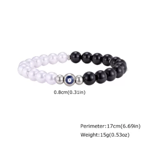 Evil Eye Black Onyx Beaded Bracelet for Men and Women - Image 7