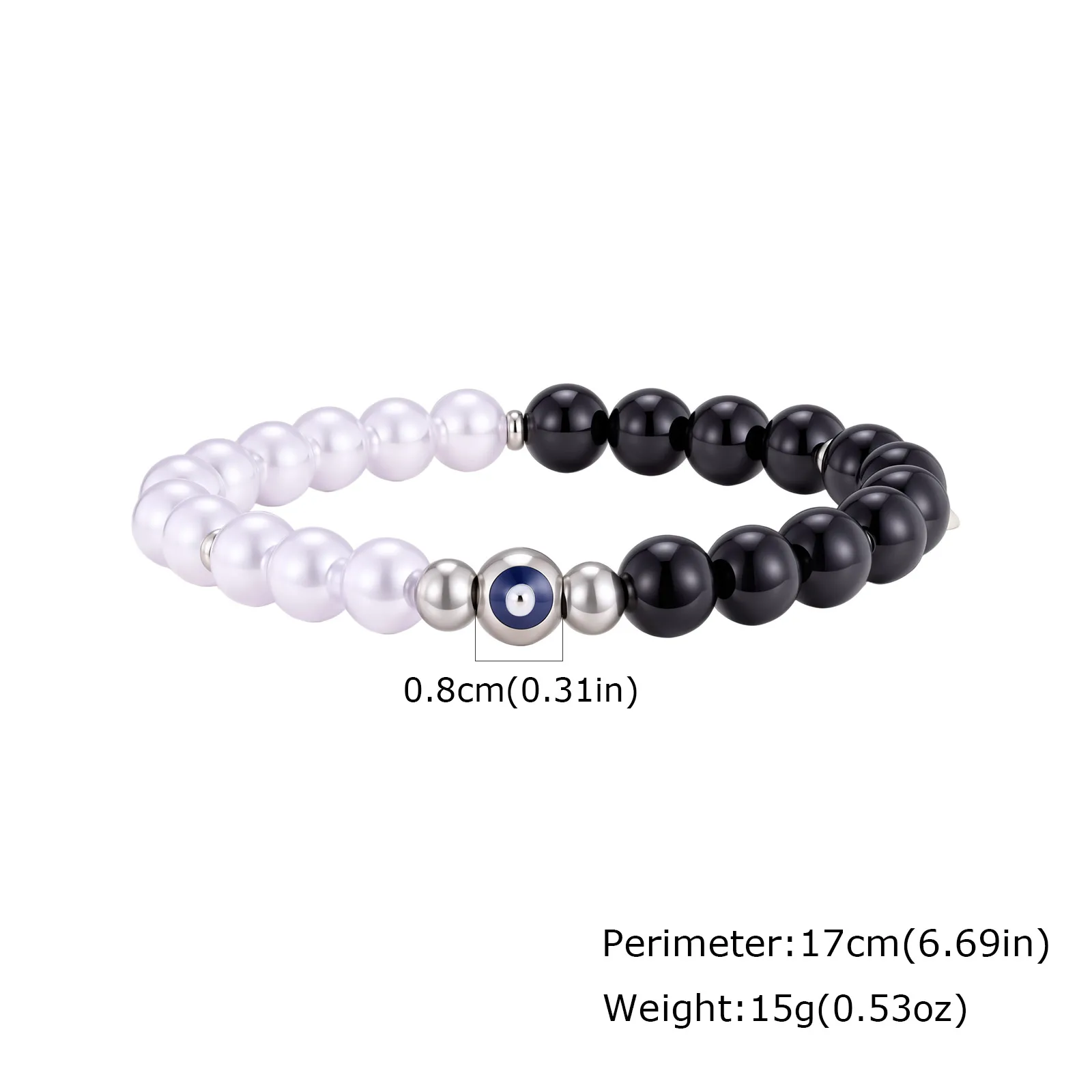 Evil Eye Black Onyx Beaded Bracelet for Men and Women - Image 7