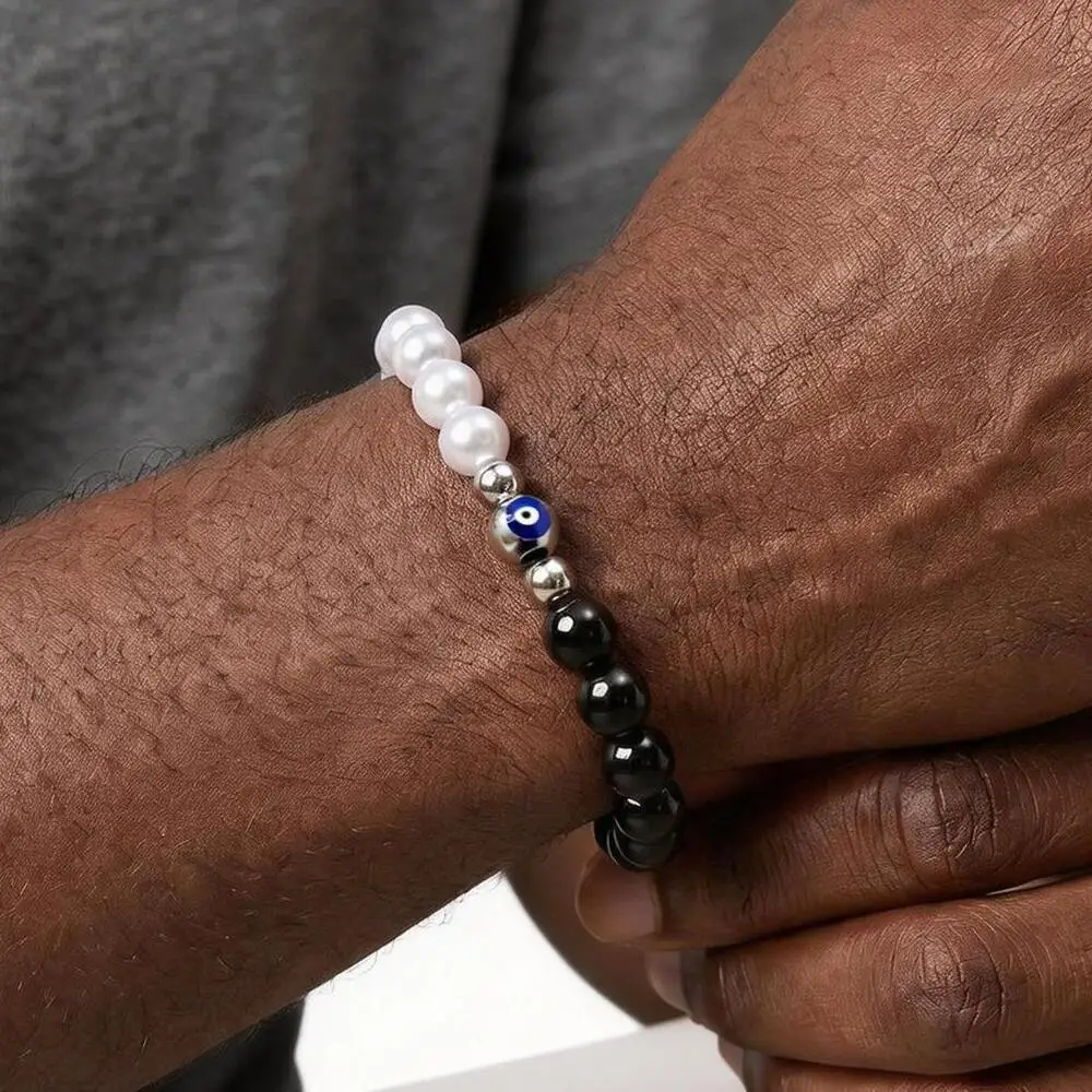 Evil Eye Black Onyx Beaded Bracelet for Men and Women