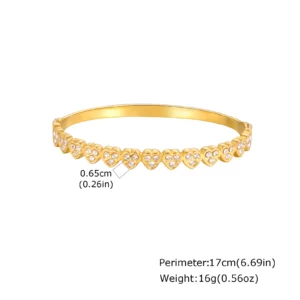 Gold-Plated Zircon Heart Bracelet, Waterproof - Image 8