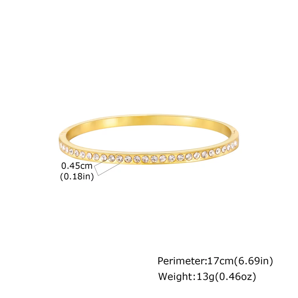 Gold-Plated Zircon Heart Bracelet, Waterproof