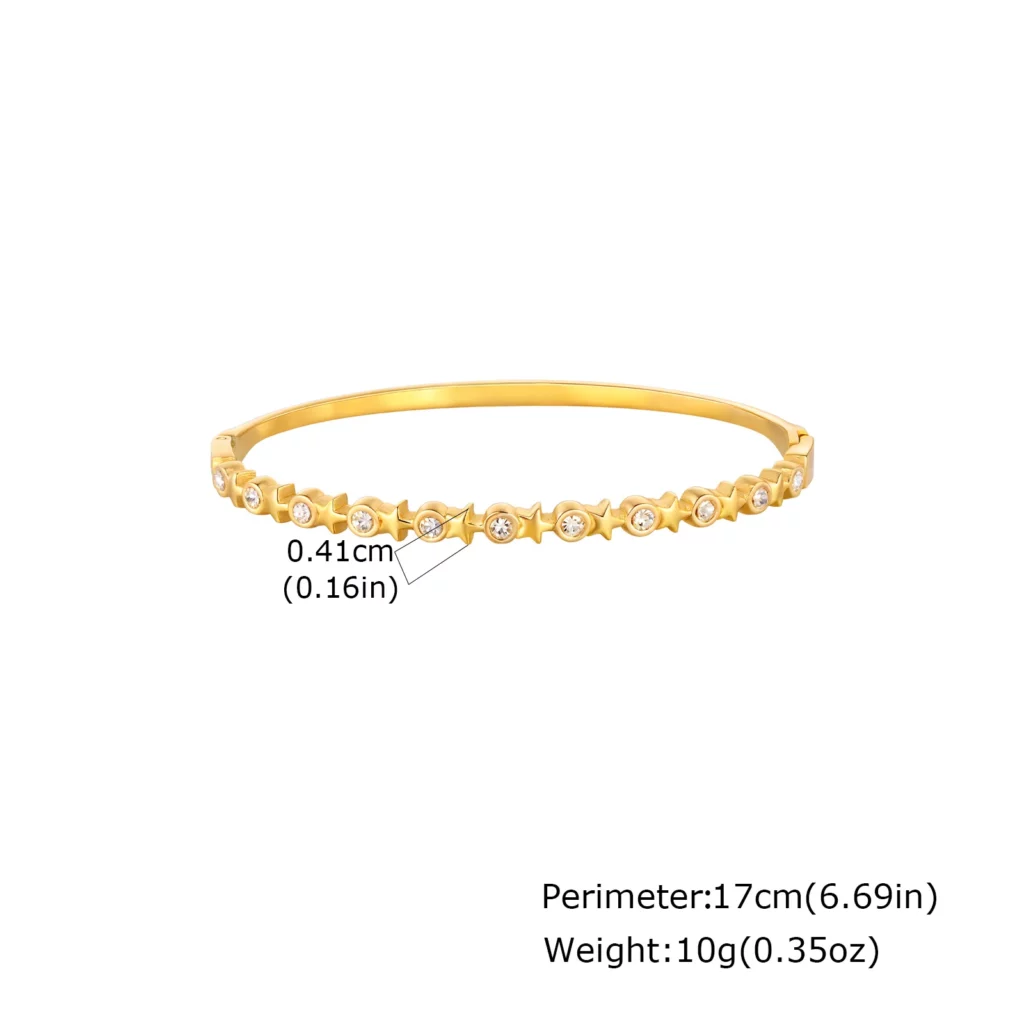 Gold-Plated Zircon Heart Bracelet, Waterproof