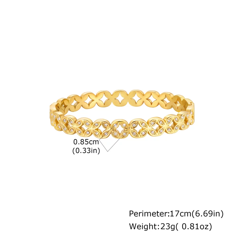 Gold-Plated Zircon Heart Bracelet, Waterproof