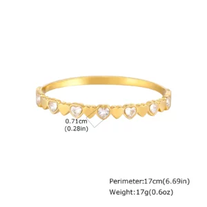 Gold-Plated Zircon Heart Bracelet, Waterproof - Image 13
