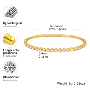 Gold-Plated Zircon Heart Bracelet, Waterproof - Image 6