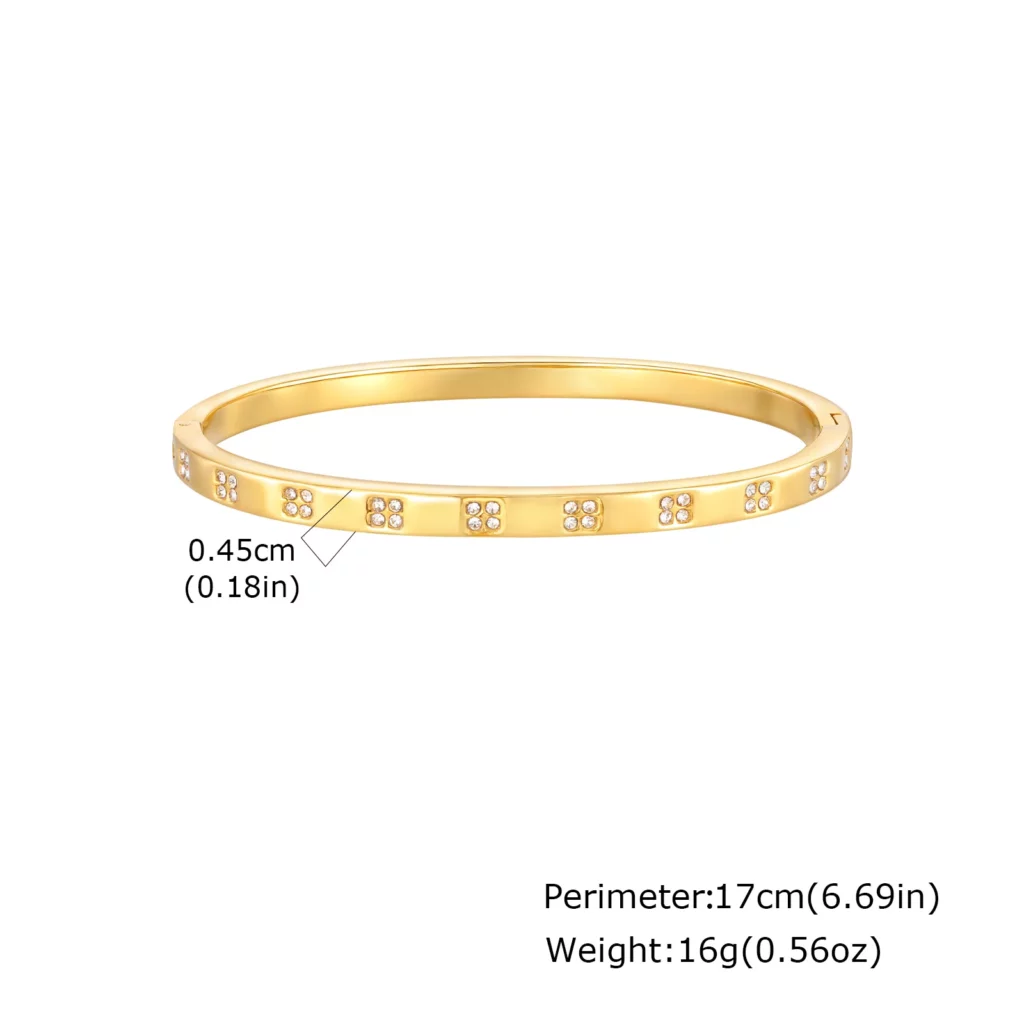 Gold-Plated Zircon Heart Bracelet, Waterproof