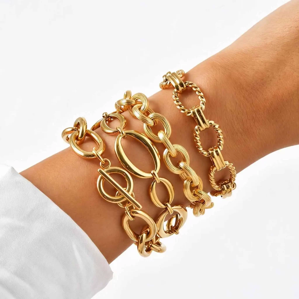 Fashion 316L Stainless Steel Gold-Plated Link Chain Bracelet