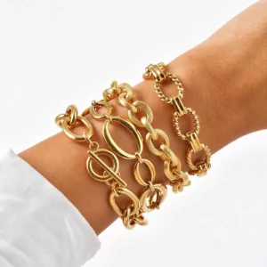 Fashion 316L Stainless Steel Gold-Plated Link Chain Bracelet - Image 2