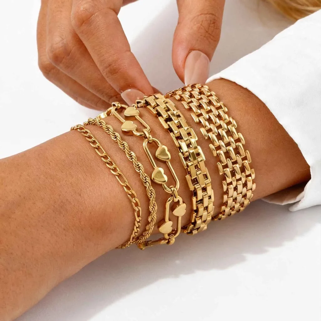 Fashion 316L Stainless Steel Gold-Plated Link Chain Bracelet