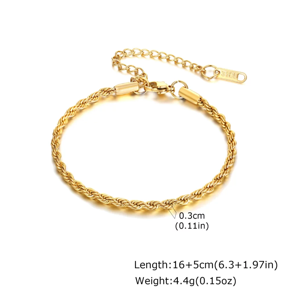 Fashion 316L Stainless Steel Gold-Plated Link Chain Bracelet