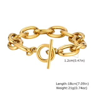 Fashion 316L Stainless Steel Gold-Plated Link Chain Bracelet - Image 10
