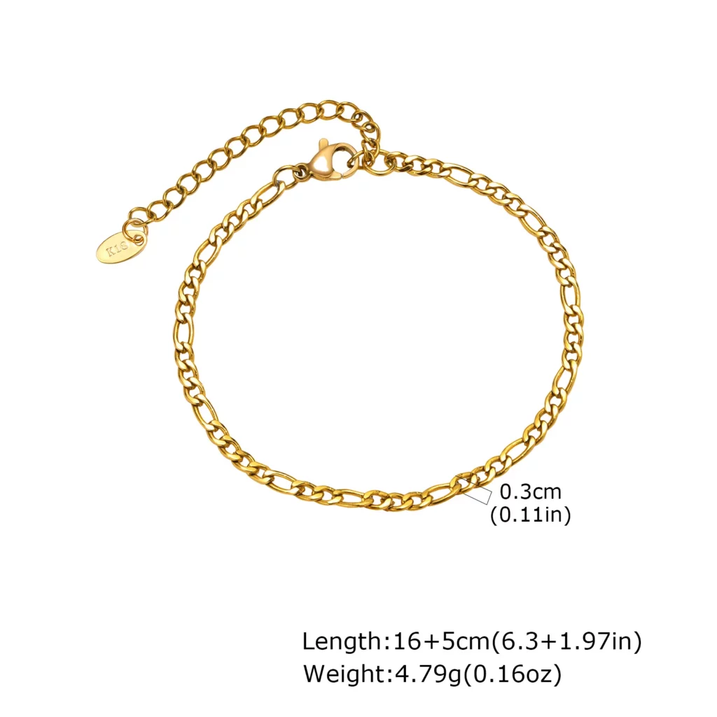 Fashion 316L Stainless Steel Gold-Plated Link Chain Bracelet
