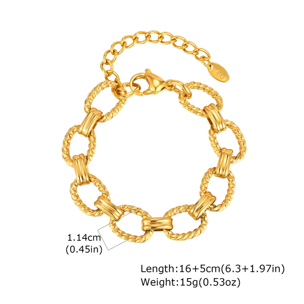 Fashion 316L Stainless Steel Gold-Plated Link Chain Bracelet
