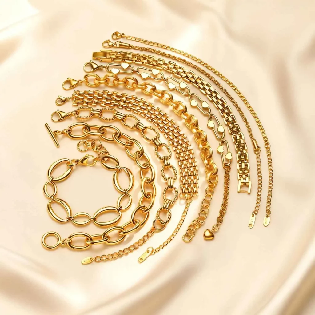 Fashion 316L Stainless Steel Gold-Plated Link Chain Bracelet