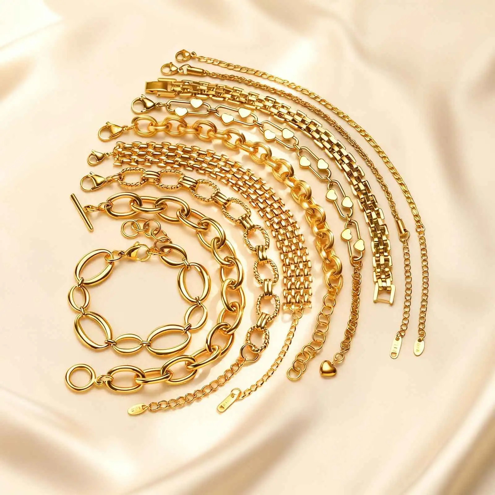 Fashion 316L Stainless Steel Gold-Plated Link Chain Bracelet - Image 6