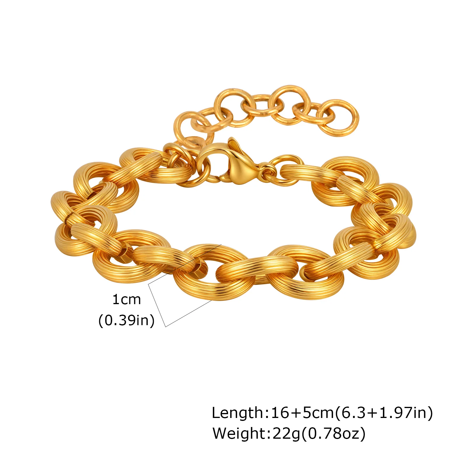 Fashion 316L Stainless Steel Gold-Plated Link Chain Bracelet - Image 14