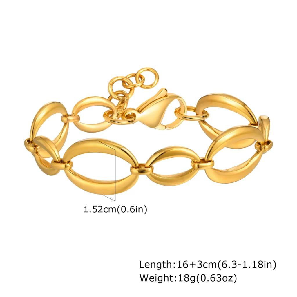 Fashion 316L Stainless Steel Gold-Plated Link Chain Bracelet
