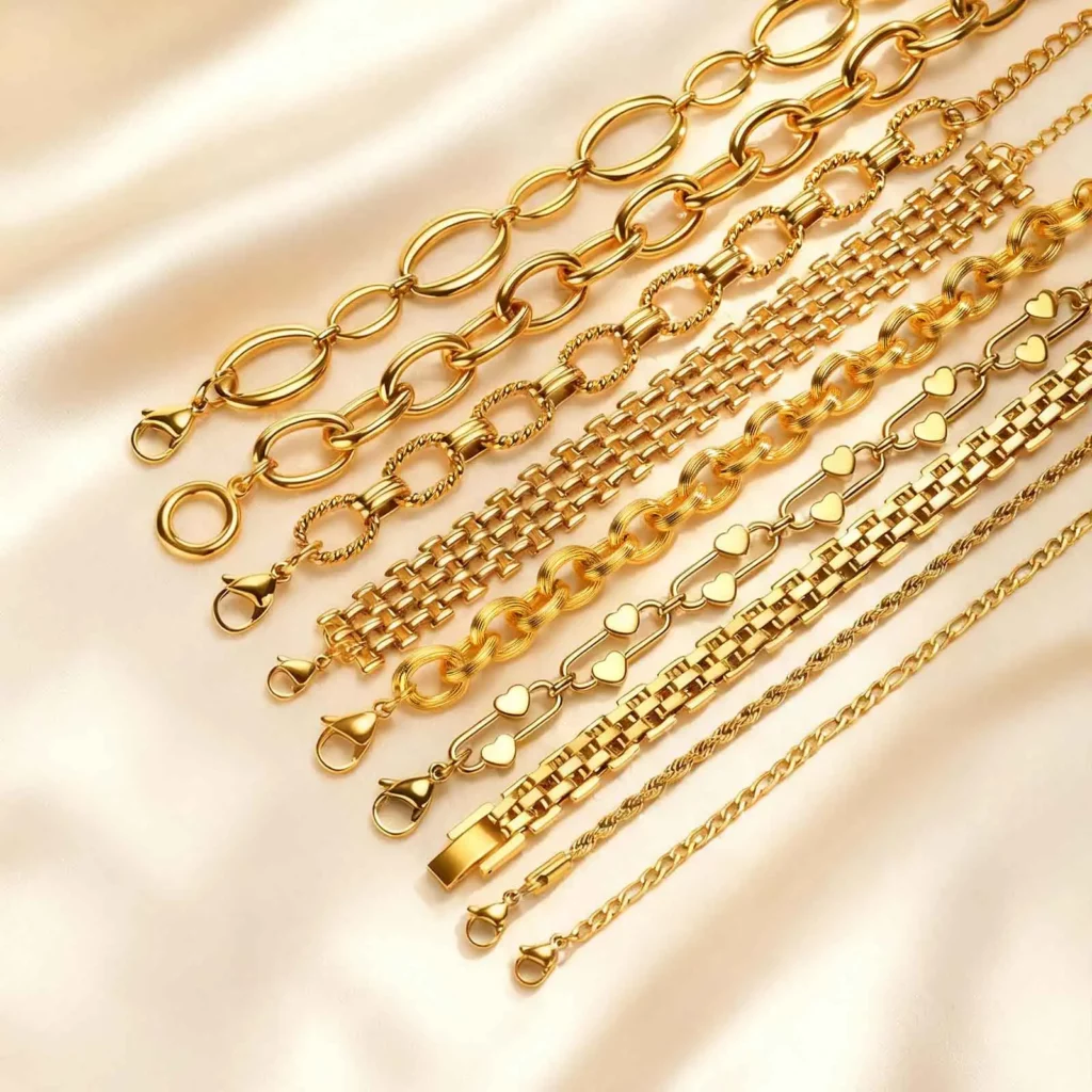 Fashion 316L Stainless Steel Gold-Plated Link Chain Bracelet