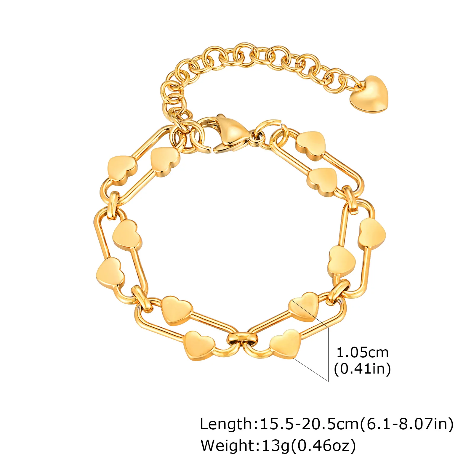 Fashion 316L Stainless Steel Gold-Plated Link Chain Bracelet - Image 12
