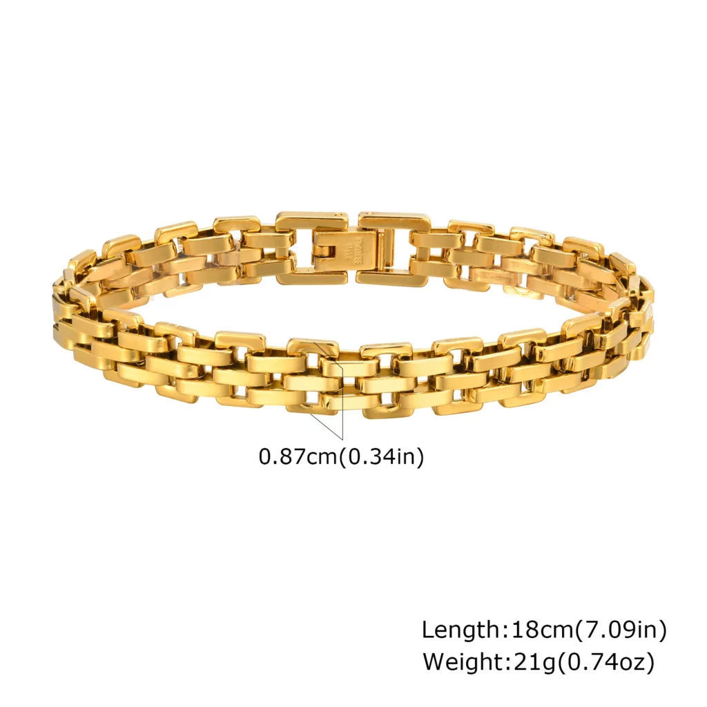 Fashion 316L Stainless Steel Gold-Plated Link Chain Bracelet