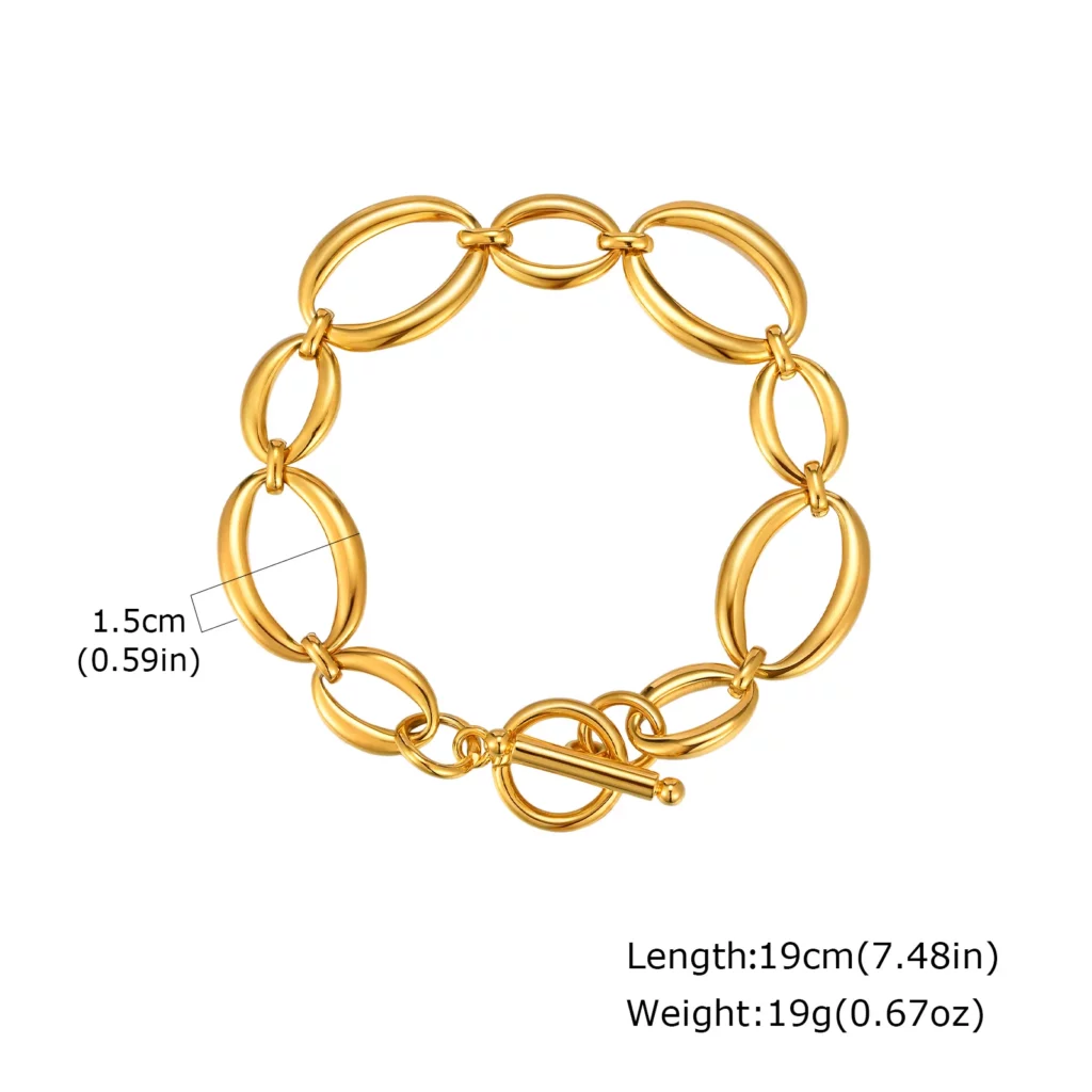 Fashion 316L Stainless Steel Gold-Plated Link Chain Bracelet