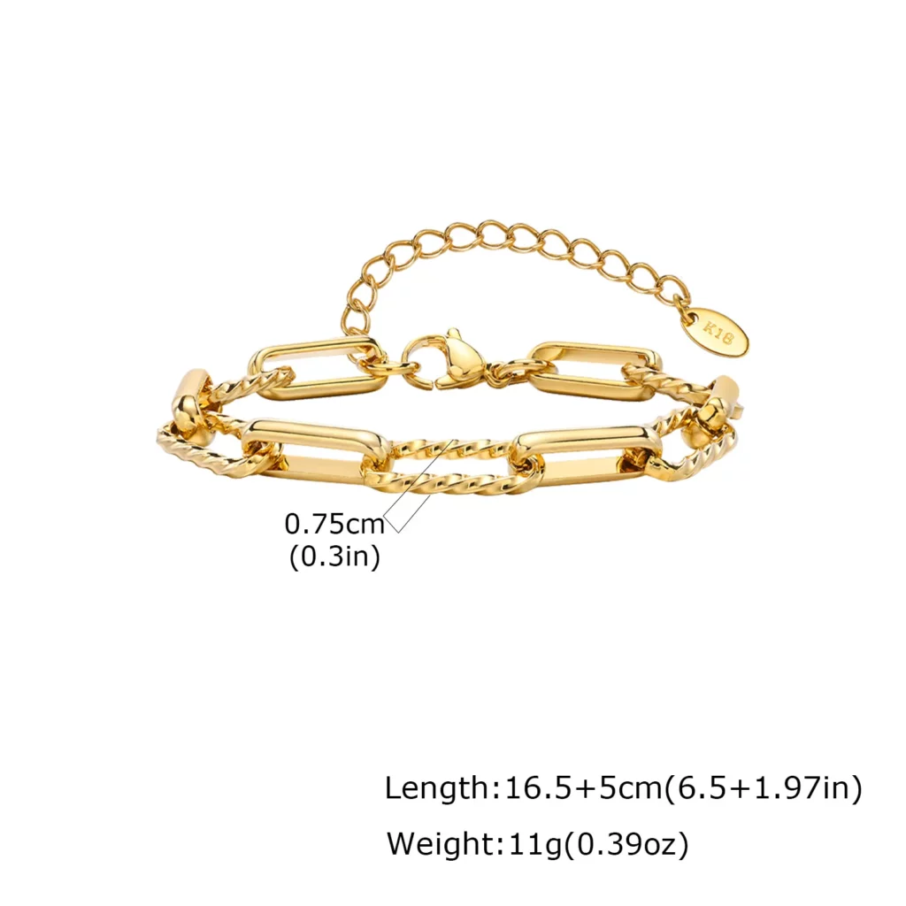 Fashion 316L Stainless Steel Gold-Plated Link Chain Bracelet
