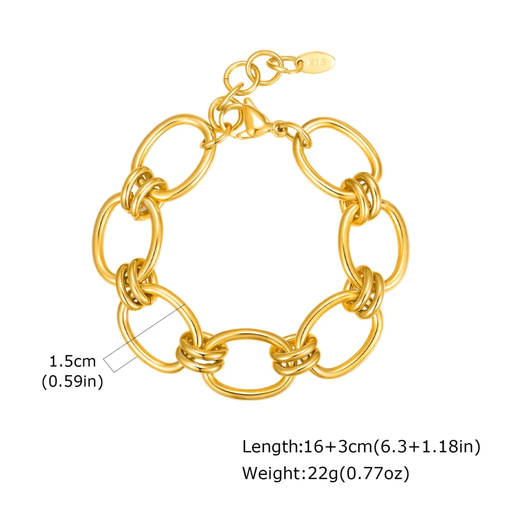 Fashion 316L Stainless Steel Gold-Plated Link Chain Bracelet