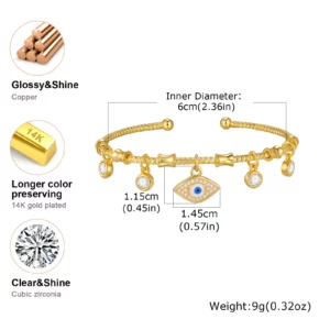 AAA Zircon Evil Eye Open Bangle - Image 5