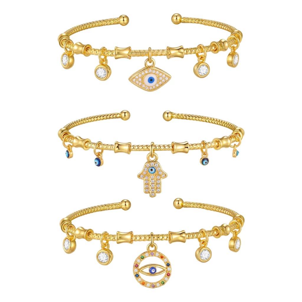 AAA Zircon Evil Eye Open Bangle