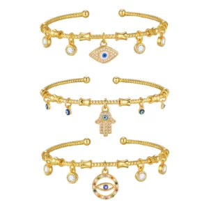 AAA Zircon Evil Eye Open Bangle - Image 6