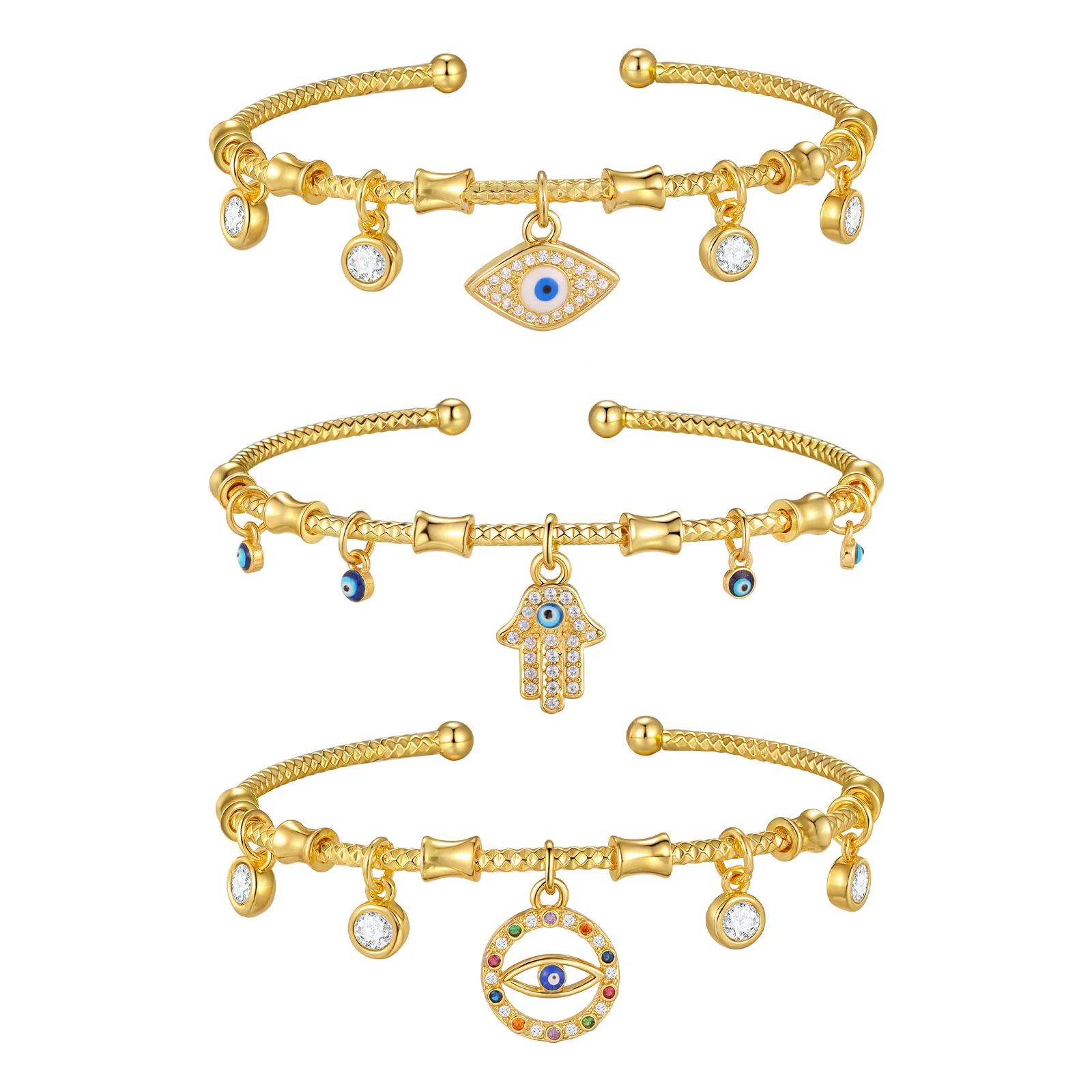 AAA Zircon Evil Eye Open Bangle - Image 6